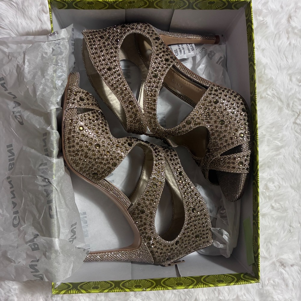 Gianni Bini Topaz Rhinestone Cage Dress Sandals Heels 9M